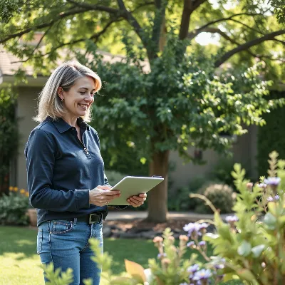 Clara Montgomery discussing tree care with a homeowner